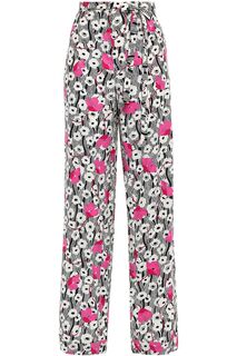Прямые брюки из шелкового крепдешина с цветочным принтом VALENTINO GARAVANI, розовый