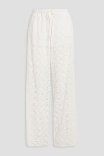 Широкие брюки Broderie Anglaise из смесового хлопка VALENTINO GARAVANI, белый