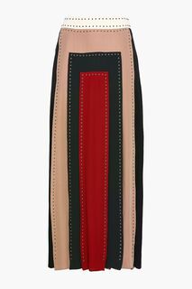 Юбка макси из шелкового крепдешина с заклепками в стиле колор-блок VALENTINO GARAVANI, разноцветный