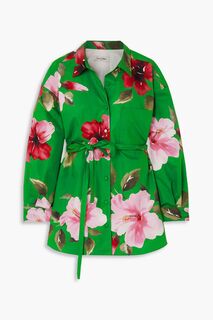 Рубашка из хлопкового поплина с цветочным принтом VALENTINO GARAVANI, зеленый
