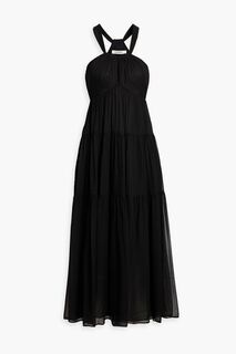 Ярусное платье миди Marcy из шелкового жоржета JOIE, черный