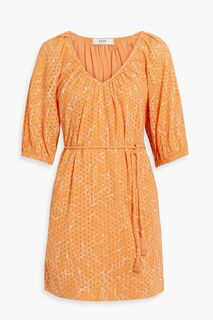 Платье мини из английской вышивки с принтом Tillman JOIE, оранжевый