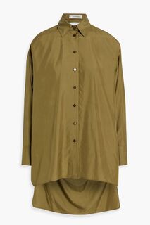 Рубашка из шелкового поплина с вырезом и драпировкой VALENTINO GARAVANI, зеленый