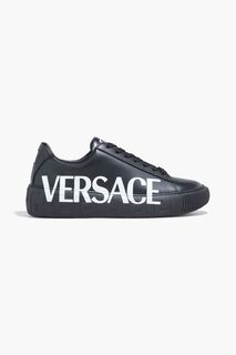 Кожаные кроссовки с логотипом VERSACE, черный