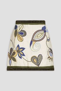 Шелковая мини-юбка Inga с декором VERONICA BEARD, экру