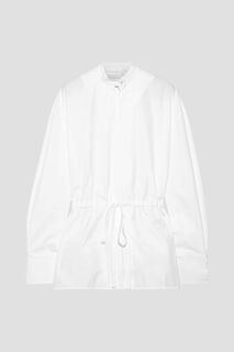 Рубашка из хлопкового поплина со сборками Victoria Beckham, белый