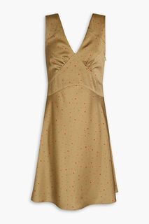 Платье мини из кованого атласа с принтом Victoria Beckham, песочный