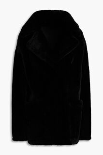 Двубортное пальто из дубленки YVES SALOMON, черный