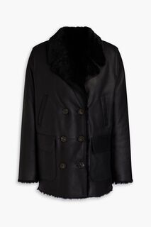 Двубортное пальто из дубленки YVES SALOMON, черный