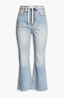 Расклешенные джинсы с высокой посадкой и потертостями ZIMMERMANN, синий