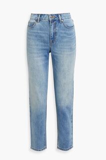 Укороченные джинсы прямого кроя с высокой посадкой и вышивкой ZIMMERMANN, синий