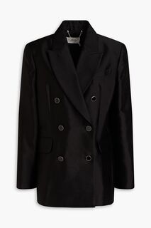 Двубортный пиджак из смеси шерсти и шелка ZIMMERMANN, черный