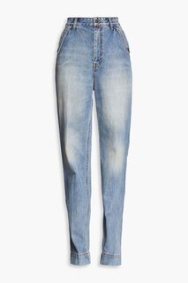 Расклешенные джинсы с высокой посадкой и потертостями ZIMMERMANN, синий