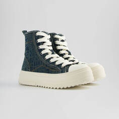 Кроссовки Bershka Men&apos;s Denim High Top Trainers, темно-синий