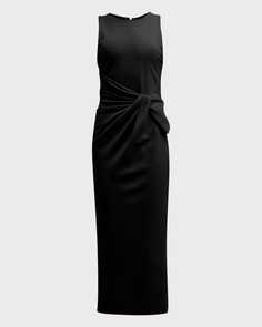 Трикотажное платье-миди без рукавов с закрученным спереди Emporio Armani