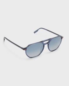 Мужские солнцезащитные очки-авиаторы с двойной перемычкой ZEGNA