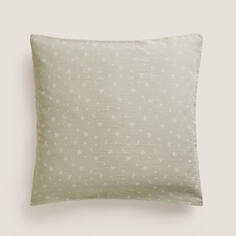 Наволочка Zara Home Clover Cotton Muslin, серо-зеленый