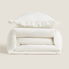 Покрывало Zara Home Cotton Bedspread Embroidered Ruffled Trims, белый