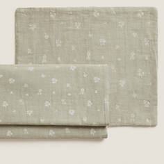 Комплект для мини-кроватки из муслина Zara Home Green Clover, 2 предмета, зеленый/белый