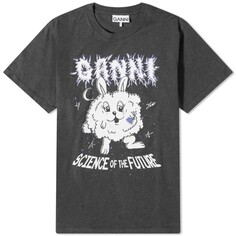 Ganni меланжевая свободная футболка с изображением кролика, серый