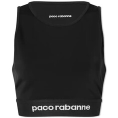 Укороченный топ с логотипом paco rabanne tape, черный
