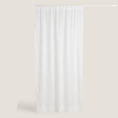 Льняная штора с цветочной вышивкой Zara Home, белый