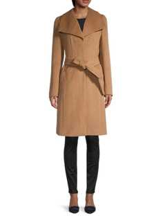 Шерстяное пальто с широким воротником Karl Lagerfeld Paris Camel