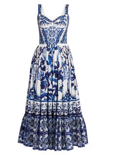 Расклешенное платье макси Blu Mediterraneo Painterly Fit &amp; Flare DOLCE&amp;GABBANA