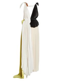 Платье макси асимметричного кроя со складками Victoria Beckham, слоновая кость