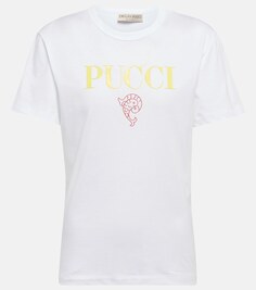 Хлопковая футболка с принтом PUCCI, белый