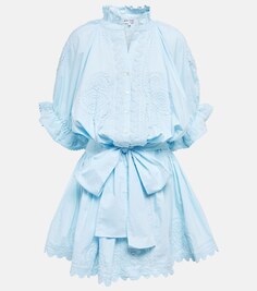 Платье-рубашка из хлопка с поясом JULIET DUNN, синий