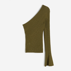 Топ H&amp;M Rib-knit One-shoulder, темно-зеленый H&M