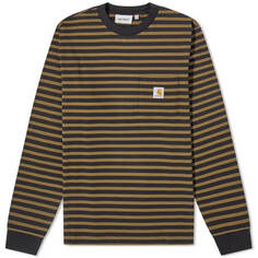 Футболка с длинным рукавом Carhartt Wip Seidler Stripe Pocket, желто-коричневый/черный