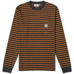 Футболка с длинным рукавом Carhartt Wip Seidler Stripe Pocket, оранжевый/черный