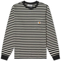 Футболка с длинным рукавом Carhartt Wip Seidler Stripe Pocket, белый/черный