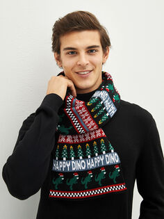 Мужской вязаный шарф с рождественской тематикой LCW Accessories