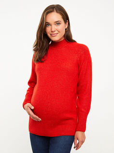Однотонный трикотажный свитер для беременных с длинным рукавом и полуводолазкой LC Waikiki Maternity
