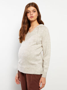Однотонный свитер для беременных с капюшоном и длинными рукавами LC Waikiki Maternity