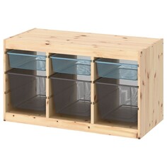 Комбинация для хранения+контейнеры Ikea Trofast, серо-синий/темно-серый