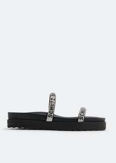 Сандалии SCHUTZ Crystal logo sandals, черный