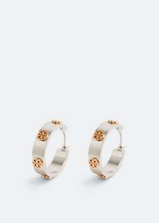 Серьги TORY BURCH Miller stud huggie earrings, серебряный