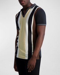 Мужская полосатая рубашка поло с v-образным вырезом Karl Lagerfeld Paris