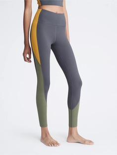 Леггинсы Calvin Klein Performance Embrace High Waist Colorblock 7/8, серый/зеленый/оранжевый