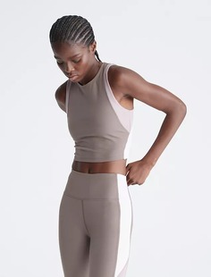 Топ Calvin Klein Performance Embrace Colorblock Cropped, серо-коричневый/сиреневый