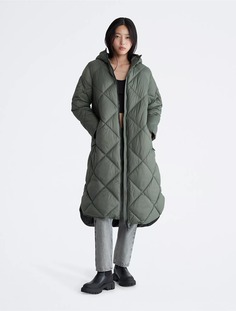 Куртка Calvin Klein Repreve Hooded Long Puffer, темно-зеленый