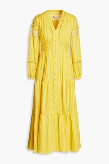 Хлопковое платье миди Gigi со сборками DIANE VON FURSTENBERG, желтый