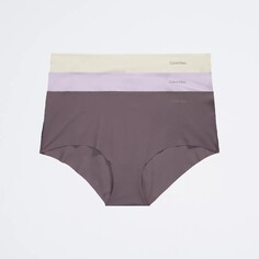 Комплект трусов Calvin Klein Invisibles, 3 предмета, фиолетовый/кремовый/серый