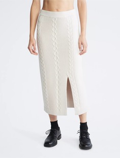 Юбка Calvin Klein Cable Knit Midi, кремовый