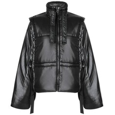 Ganni блестящая стеганая куртка-жилет, черный