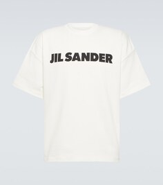 Футболка из хлопкового джерси с логотипом Jil Sander, белый